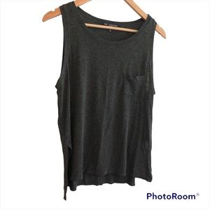 One Clothing Womens Tank Top Zipper Side Loose Flowy Dark Gray Size L